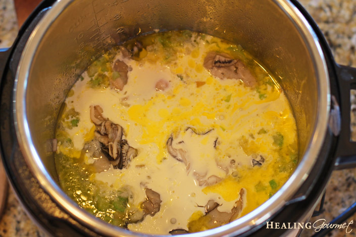 add cream and broth