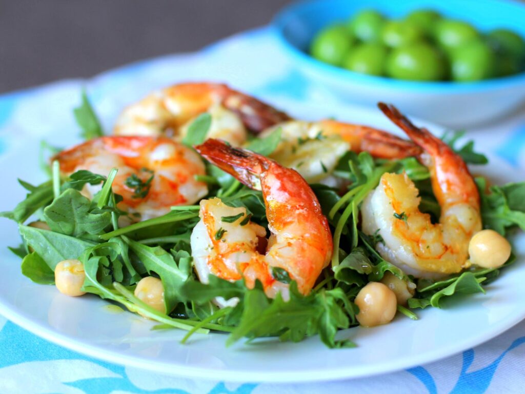 Shrimp and Arugula Salad with Chickpeas