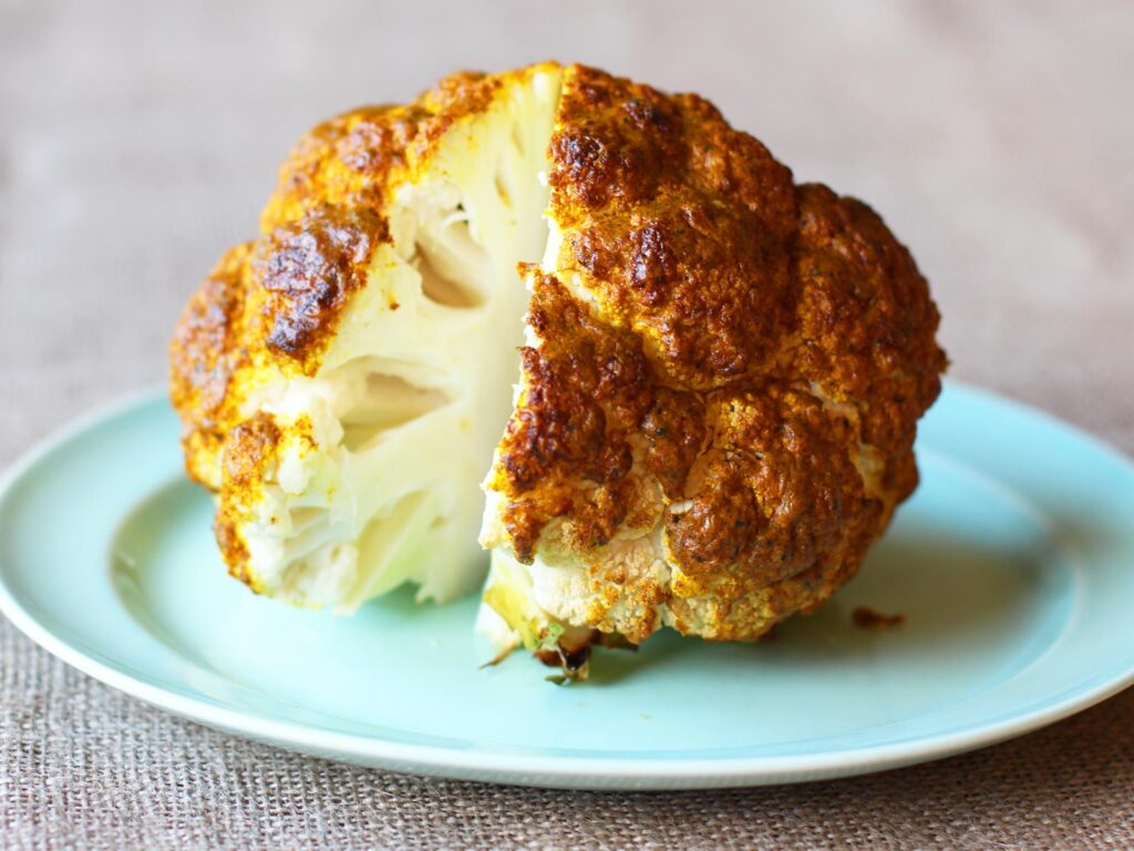 Whole Roasted Cauliflower with Indian Spice